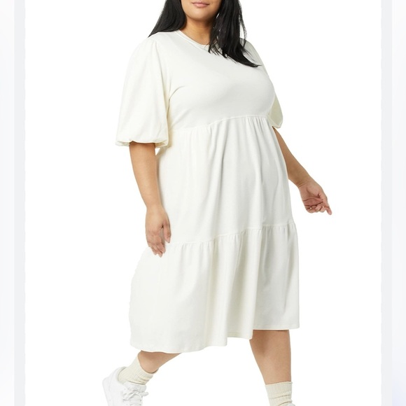 NWT Amazon Essentials Plus Size Women's Organic Cotton Dress in soft white 6X - Picture 1 of 9